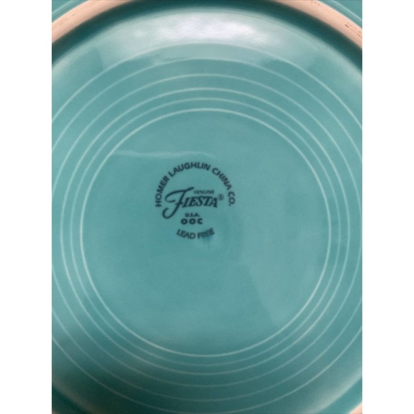HOMER LAUGHLIN china FIESTA Turq color Dinner Plate 10.5" EUC FS Bnfts Chrty - Picture 6 of 12